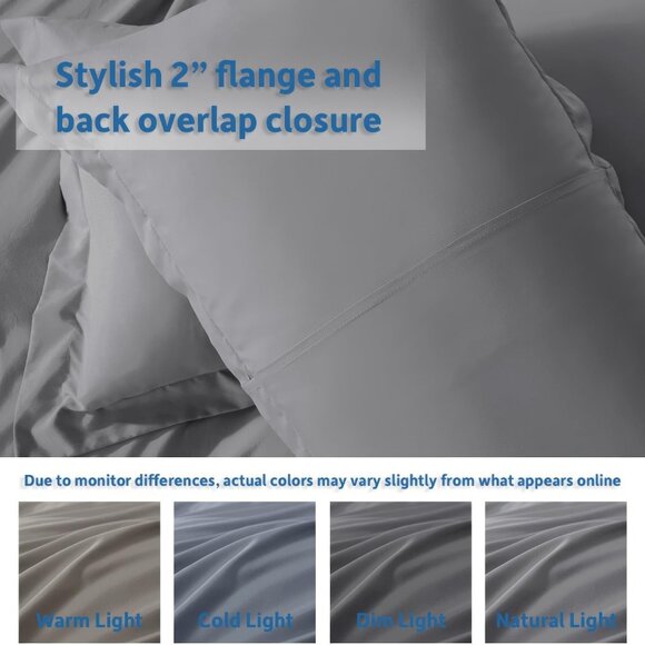 NWT Nestl Grey Duvet Cover Soft Double Brushed King Duvet Cover Set, 3 Pc Set - Picture 3 of 7